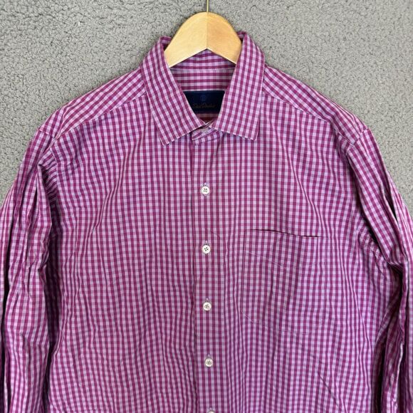 David Donahue Shirt Mens L Pink Plaid Long Sleeve Button Down Cotton Causal - Picture 2 of 7